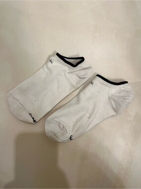 Calvin Klein White Low-Cut Ankle Socks with Black Trim